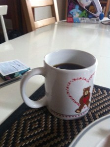 The cutest mug in the world, featuring a teddy bear surrounded by hearts.